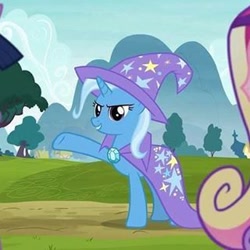 Size: 320x320 | Tagged: safe, screencap, character:princess cadance, character:trixie, species:pony, species:unicorn, episode:on the road to friendship, cropped, solo focus
