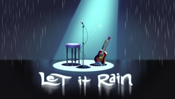 Size: 1920x1080 | Tagged: safe, screencap, episode:let it rain, g4, my little pony:equestria girls, discovery family logo, guitar, microphone, musical instrument, rain, spotlight, stool, title card