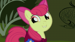 Size: 1280x720 | Tagged: safe, screencap, character:apple bloom, character:fluttershy, species:earth pony, species:pegasus, species:pony, episode:stare master, g4, my little pony: friendship is magic, animated, cape, clothing, cmc cape, female, filly, mare, out of context, sound, webm