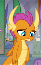 Size: 602x941 | Tagged: safe, screencap, character:smolder, episode:sweet and smoky, g4, my little pony: friendship is magic, cropped, looking down, sad, solo