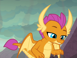 Size: 1144x863 | Tagged: safe, screencap, character:smolder, episode:sweet and smoky, g4, my little pony: friendship is magic, cropped, lidded eyes, looking down, solo, wings