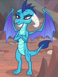 Size: 710x938 | Tagged: safe, screencap, character:princess ember, episode:sweet and smoky, g4, my little pony: friendship is magic, cropped, crossed arms, raised eyebrow, smug, solo