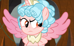 Size: 1515x940 | Tagged: safe, screencap, character:cozy glow, species:alicorn, species:pony, episode:the ending of the end, g4, my little pony: friendship is magic, alicornified, cozycorn, cropped, disappointed, hooves on hips, race swap, solo, spread wings, wings