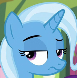 Size: 430x438 | Tagged: safe, screencap, character:trixie, episode:student counsel, cropped, lidded eyes, solo