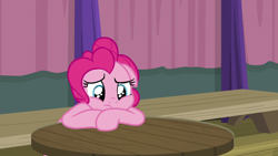 Size: 1920x1080 | Tagged: safe, screencap, character:pinkie pie, species:earth pony, species:pony, episode:a trivial pursuit, g4, my little pony: friendship is magic, floppy ears, sad, solo
