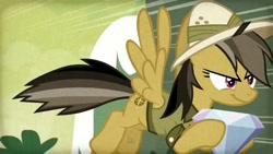 Size: 1280x720 | Tagged: safe, screencap, character:daring do, species:pony, episode:daring doubt, g4, my little pony: friendship is magic, clothing, flying, hat, pith helmet, pont, solo
