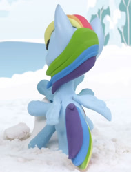 Size: 765x1008 | Tagged: safe, screencap, character:rainbow dash, species:pegasus, species:pony, g4.5, my little pony: stop motion short, my little pony:pony life, cropped, great moments in animation, monster pony, multicolored hair, multiple legs, original species, snow, snow pony contest (short), snow sculpture, solo, spiderpony, stop motion, wings