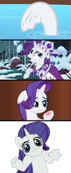 Size: 500x1219 | Tagged: safe, edit, edited screencap, screencap, character:rarity, episode:green isn't your color, episode:hearth's warming eve, episode:magic duel, g4, my little pony: friendship is magic, :i, comic, funny, funny as hell, hooves, looking at you, princess platinum, prunity, pruny, screencap comic, shrug, shrugpony, solo