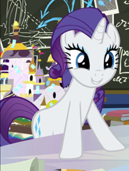 Size: 573x757 | Tagged: safe, screencap, character:rarity, episode:sparkle's seven, g4, my little pony: friendship is magic, cropped, cute, raribetes, smiling, solo