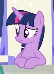 Size: 540x737 | Tagged: safe, screencap, character:twilight sparkle, character:twilight sparkle (alicorn), species:alicorn, species:pony, episode:sparkle's seven, g4, my little pony: friendship is magic, cropped, sitting, solo