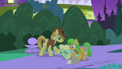 Size: 1920x1080 | Tagged: safe, screencap, character:apple honey, character:braeburn, episode:the summer sun setback, g4, my little pony: friendship is magic, apple family member, apple pie (character)
