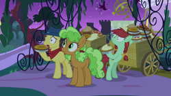 Size: 1920x1080 | Tagged: safe, screencap, character:apple brown betty, episode:the summer sun setback, g4, my little pony: friendship is magic, apple family member, cart, food, pie