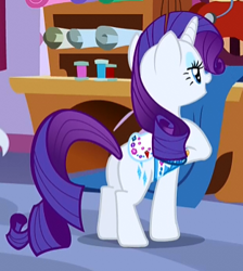 Size: 312x348 | Tagged: safe, screencap, character:rarity, species:pony, species:unicorn, episode:just for sidekicks, g4, my little pony: friendship is magic, butt, cropped, plot, saddle, solo, tack