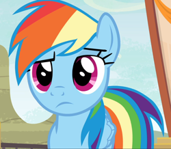 Size: 1074x938 | Tagged: safe, screencap, character:rainbow dash, episode:common ground, g4, my little pony: friendship is magic, cropped, raised eyebrow, solo