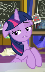 Size: 538x853 | Tagged: safe, screencap, character:twilight sparkle, character:twilight sparkle (alicorn), species:alicorn, species:pony, episode:sparkle's seven, g4, my little pony: friendship is magic, cropped, floppy ears, lidded eyes, sad, solo