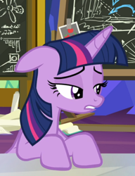 Size: 590x768 | Tagged: safe, screencap, character:twilight sparkle, character:twilight sparkle (alicorn), species:alicorn, species:pony, episode:sparkle's seven, g4, my little pony: friendship is magic, cropped, floppy ears, lidded eyes, sad, solo