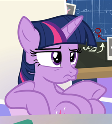 Size: 844x934 | Tagged: safe, screencap, character:twilight sparkle, character:twilight sparkle (alicorn), species:alicorn, species:pony, episode:sparkle's seven, g4, my little pony: friendship is magic, belly, cropped, pouty lips, sitting, solo