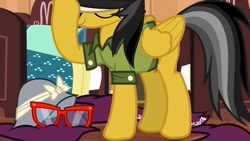 Size: 1280x720 | Tagged: safe, screencap, character:daring do, species:pegasus, species:pony, episode:stranger than fanfiction, clothing, female, flying, solo