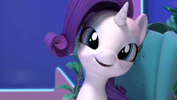 Size: 1920x1080 | Tagged: safe, official, screencap, character:rarity, 3d, close-up, hello pinkie pie, rarity's new app, smiling