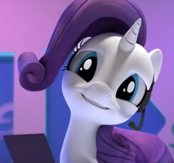 Size: 650x608 | Tagged: safe, screencap, character:rarity, cropped, headset, hello pinkie pie, looking at you, solo