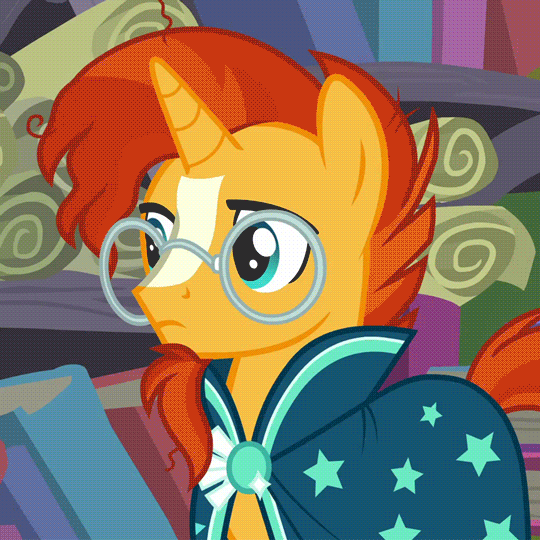 Size: 540x540 | Tagged: safe, screencap, character:sunburst, species:pony, species:unicorn, episode:the crystalling, g4, my little pony: friendship is magic, animated, awkward, clothing, cropped, gif, glasses, male, nervous, robe, solo, stallion, surprised