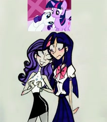 Size: 2605x2959 | Tagged: safe, artist:citi, screencap, character:rarity, character:twilight sparkle, species:human, episode:the ticket master, g4, my little pony: friendship is magic, humanized, scene interpretation, screencap reference, skinny, traditional art