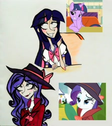 Size: 3052x3420 | Tagged: safe, artist:citi, screencap, character:rarity, character:twilight sparkle, character:twilight sparkle (alicorn), species:alicorn, species:human, species:pony, episode:sparkle's seven, episode:the saddle row review, g4, my little pony: friendship is magic, detective rarity, humanized, scene interpretation, screencap reference, traditional art