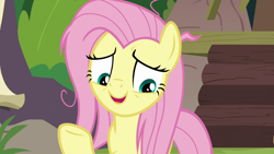 Size: 1920x1080 | Tagged: safe, screencap, character:fluttershy, species:pegasus, species:pony, episode:she talks to angel, g4, my little pony: friendship is magic, female, mare, messy mane, solo