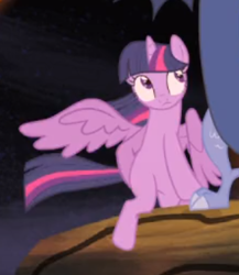 Size: 288x332 | Tagged: safe, screencap, character:discord, character:twilight sparkle, character:twilight sparkle (alicorn), species:alicorn, species:pony, episode:three's a crowd, g4, my little pony: friendship is magic, cropped, hoof on hip, solo focus, spread wings, wings