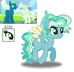 Size: 1276x1228 | Tagged: safe, artist:purplepotato04, screencap, character:sky stinger, character:vapor trail, oc, parent:sky stinger, parent:vapor trail, parents:vaporsky, species:pegasus, species:pony, ship:vaporsky, g4, commission, eye, eyes, female, male, offspring, shipping, straight