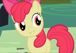 Size: 1344x940 | Tagged: safe, screencap, character:apple bloom, species:earth pony, species:pony, episode:the cutie pox, g4, my little pony: friendship is magic, adorabloom, blank flank, cropped, cute, smiling, solo