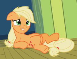 Size: 826x642 | Tagged: safe, screencap, character:applejack, species:earth pony, species:pony, episode:the cutie pox, g4, my little pony: friendship is magic, belly, cropped, lying down, on back, solo