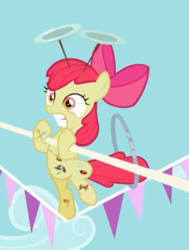 Size: 335x443 | Tagged: safe, screencap, character:apple bloom, episode:the cutie pox, g4, my little pony: friendship is magic, balancing, bipedal, cropped, cutie pox, loop-de-hoop, solo, spinning plates