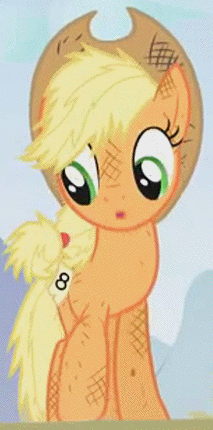Size: 213x430 | Tagged: safe, screencap, character:applejack, episode:fall weather friends, g4, my little pony: friendship is magic, animated, cropped, dirty, messy mane, solo, talking