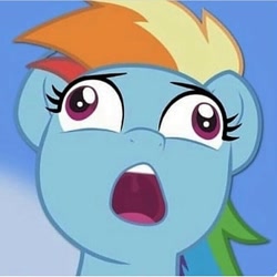 Size: 640x640 | Tagged: safe, screencap, character:rainbow dash, species:pony, my little pony: the movie (2017), burp, bust, cropped, derp face, didney worl, faec, female, mare, open mouth, out of context, portrait, solo