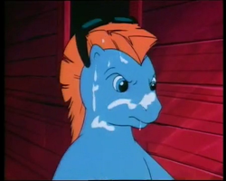 Size: 450x360 | Tagged: safe, screencap, character:teddy, species:earth pony, species:pony, episode:blue ribbon blues, g1, my little pony tales, colt, male, out of context, solo
