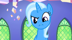 Size: 1920x1080 | Tagged: safe, screencap, character:trixie, species:pony, species:unicorn, episode:all bottled up, g4, my little pony: friendship is magic, cute, female, frustrated, gritted teeth, incompetence, kitchen, looking down, mare, raised eyebrow, solo, trixie is not amused, twilight's castle, unamused
