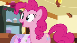 Size: 1280x720 | Tagged: safe, screencap, character:pinkie pie, species:earth pony, species:pony, episode:28 pranks later, g4, my little pony: friendship is magic, cute, diapinkes, female, mare, open mouth, smiling, solo