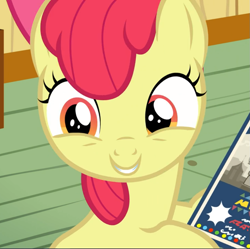 Size: 941x939 | Tagged: safe, screencap, character:apple bloom, species:pony, episode:growing up is hard to do, g4, my little pony: friendship is magic, adorabloom, cropped, cute, smiling, solo