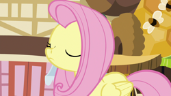 Size: 1920x1080 | Tagged: safe, screencap, character:angel bunny, character:fluttershy, species:pegasus, species:pony, episode:she talks to angel, g4, my little pony: friendship is magic, body swap, eyes closed, female, mare, sniffing