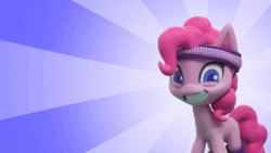 Size: 1280x720 | Tagged: safe, screencap, character:pinkie pie, species:earth pony, species:pony, g4.5, my little pony: stop motion short, my little pony:pony life, animated, female, it's coming right at us, looking at you, mare, pinkie pie wants to play, solo, sound, stop motion, webm