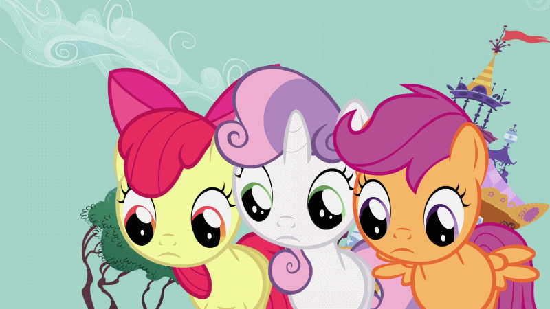 Size: 800x450 | Tagged: safe, screencap, character:apple bloom, character:big mcintosh, character:cheerilee, character:scootaloo, character:sweetie belle, species:earth pony, species:pegasus, species:pony, species:unicorn, episode:hearts and hooves day, g4, my little pony: friendship is magic, animated, caught, cheeribetes, cute, cutie mark crusaders, female, filly, hole, male, mare, mattress, out of context, shovel, stallion, surprised
