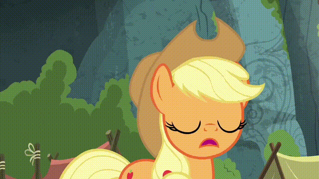 Size: 640x360 | Tagged: safe, screencap, character:applejack, character:dust brush, character:gentiana, character:petunia paleo, character:professor fossil, species:bird, species:earth pony, species:pony, episode:shadow play, g4, my little pony: friendship is magic, animated, colt, earth pony strength, female, filly, gif, indiana jones, indiana pones, male, mare, powerful, professor fossil, proud, raised eyebrow, rock, stallion, strong, super strength