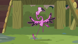 Size: 1920x1080 | Tagged: safe, screencap, species:bird, episode:she talks to angel, g4, my little pony: friendship is magic, flamingo, scout (flamingo), solo, spread wings, wings
