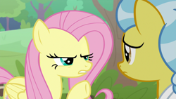 Size: 1920x1080 | Tagged: safe, screencap, character:angel bunny, character:doctor fauna, character:fluttershy, species:pegasus, species:pony, episode:she talks to angel, g4, my little pony: friendship is magic, body swap, duo, female, mare, narrowed eyes