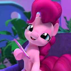 Size: 1080x1080 | Tagged: safe, screencap, character:pinkie pie, species:earth pony, species:pony, cropped, female, hello pinkie pie, mare, solo, youtube link