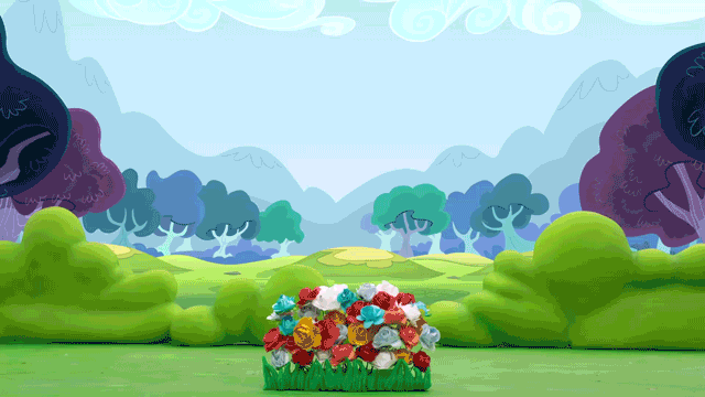 Size: 640x360 | Tagged: safe, screencap, character:pinkie pie, species:earth pony, species:pony, g4.5, my little pony: stop motion short, my little pony:pony life, animated, cute, diapinkes, female, flower, mare, pinkie pie vs the flowers, solo, stop motion, youtube link
