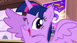 Size: 1280x720 | Tagged: safe, screencap, character:twilight sparkle, character:twilight sparkle (alicorn), species:alicorn, species:pony, episode:three's a crowd, g4, my little pony: friendship is magic, poster, solo, spoiler alert, wings