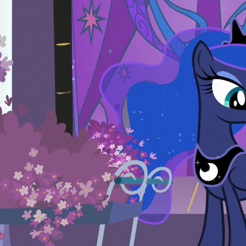 Size: 480x480 | Tagged: safe, screencap, character:princess luna, species:alicorn, species:pony, derpibooru, episode:a royal problem, g4, my little pony: friendship is magic, absurd file size, absurd gif size, animated, cropped, gif, juxtaposition, lavender, meta, solo