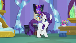 Size: 1920x1080 | Tagged: safe, screencap, character:rarity, species:pony, species:unicorn, episode:dragon dropped, episode:power ponies, g4, my little pony: friendship is magic, captain mare-acle, female, mare, raised hoof, sagittiara, solo, wonder mare (power ponies)